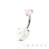 DOUBLE OPAL PRONG SET CZ 316L SURGICAL STEEL NAVEL RING